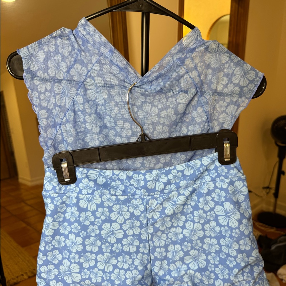 Blue Floral Sleeveless Top